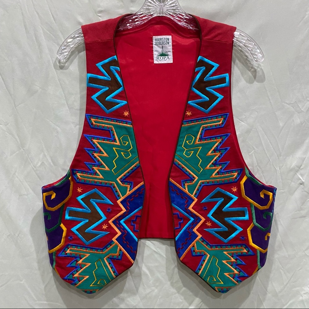 hairston roberson red embroidered vest